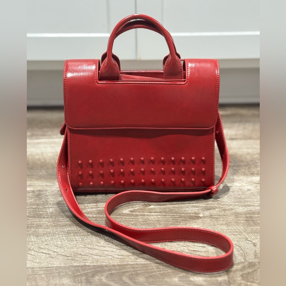 Authentic Korean Kwani Red Micro Studs Tote Crossbody Bag